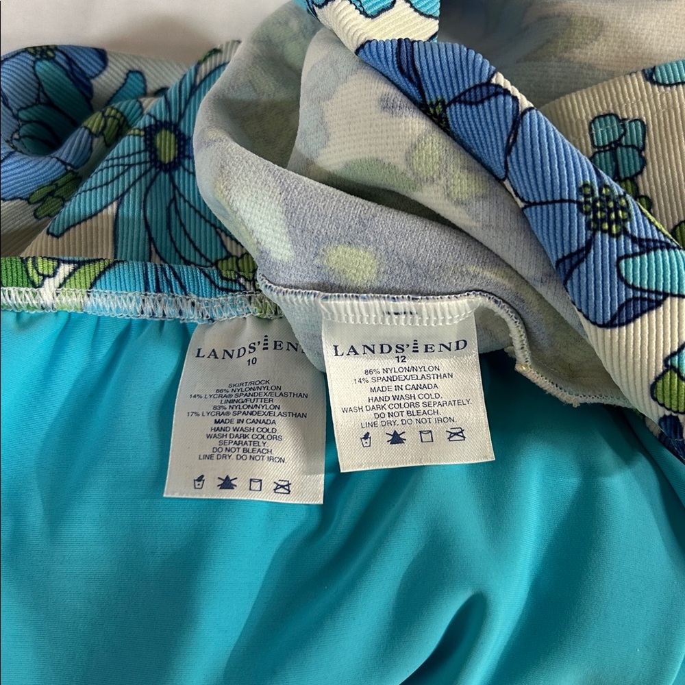 Lands End Swimsuit Tankini and Skirt Blue Green Tropical Floral Size 10/12 - Picture 3 of 3